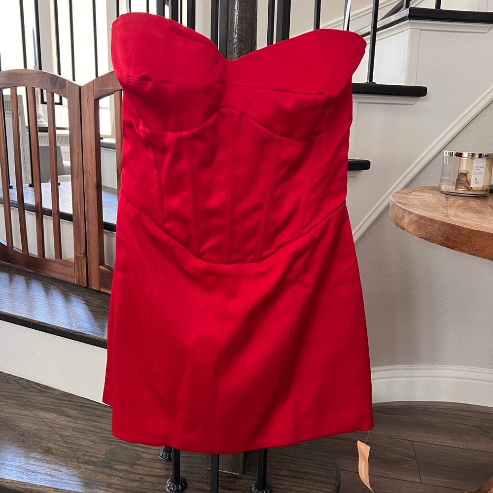 Reformation Pacie Satin Dress in Color Cherie